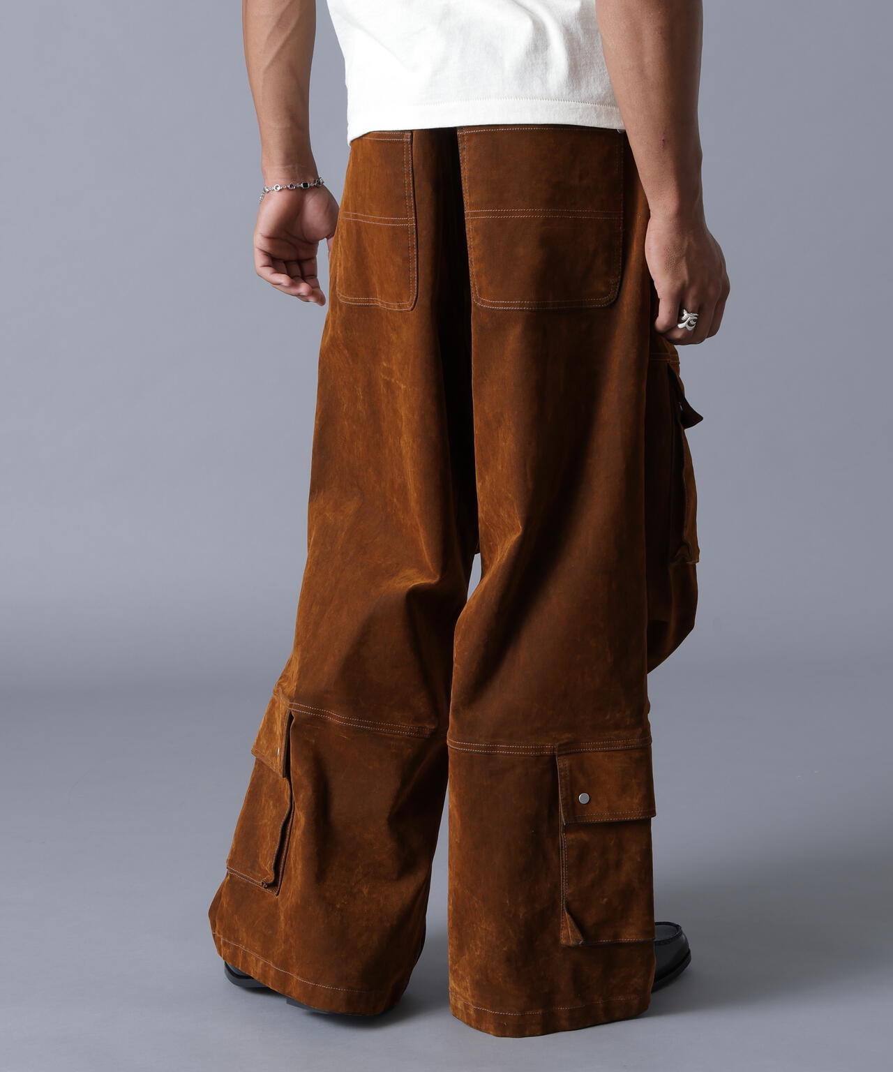 DankeSchon/ダンケシェーン/FLOCKY DENIM FLARE CARGO PANTS