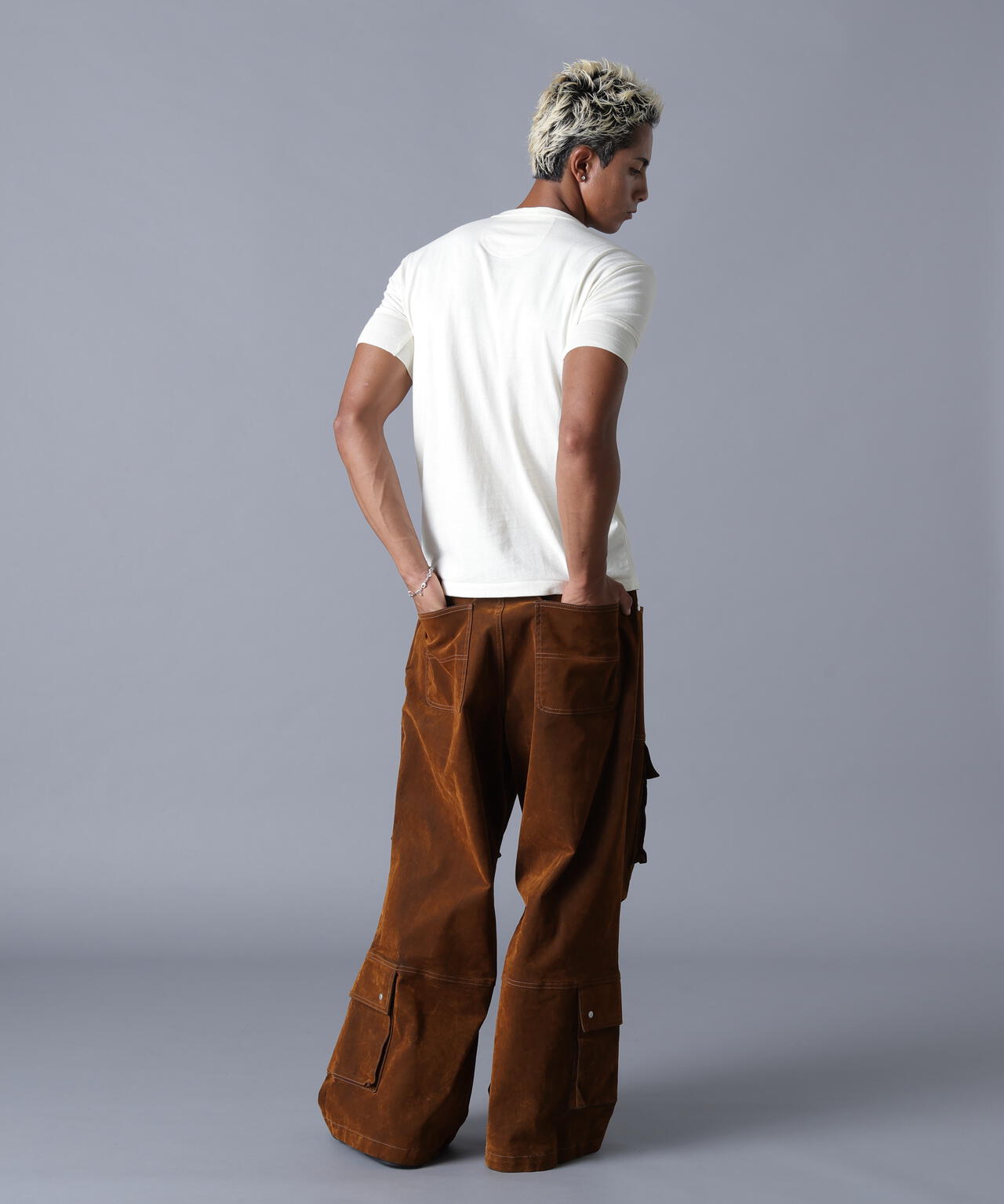 DankeSchon/ダンケシェーン/FLOCKY DENIM FLARE CARGO PANTS