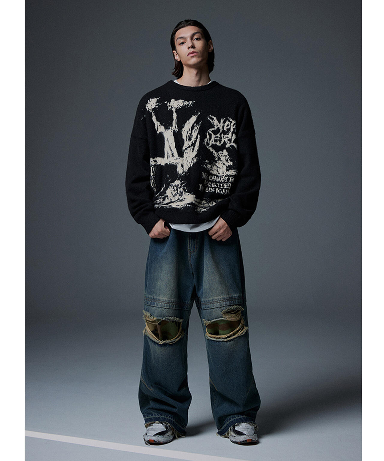 NOT4NERD/ノットフォーナード/CAMO PATCHWORK DENIM PANTS
