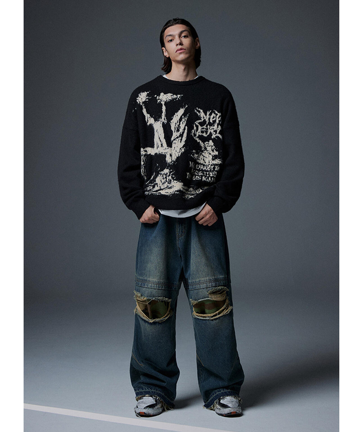 NOT4NERD/ノットフォーナード/CAMO PATCHWORK DENIM PANTS