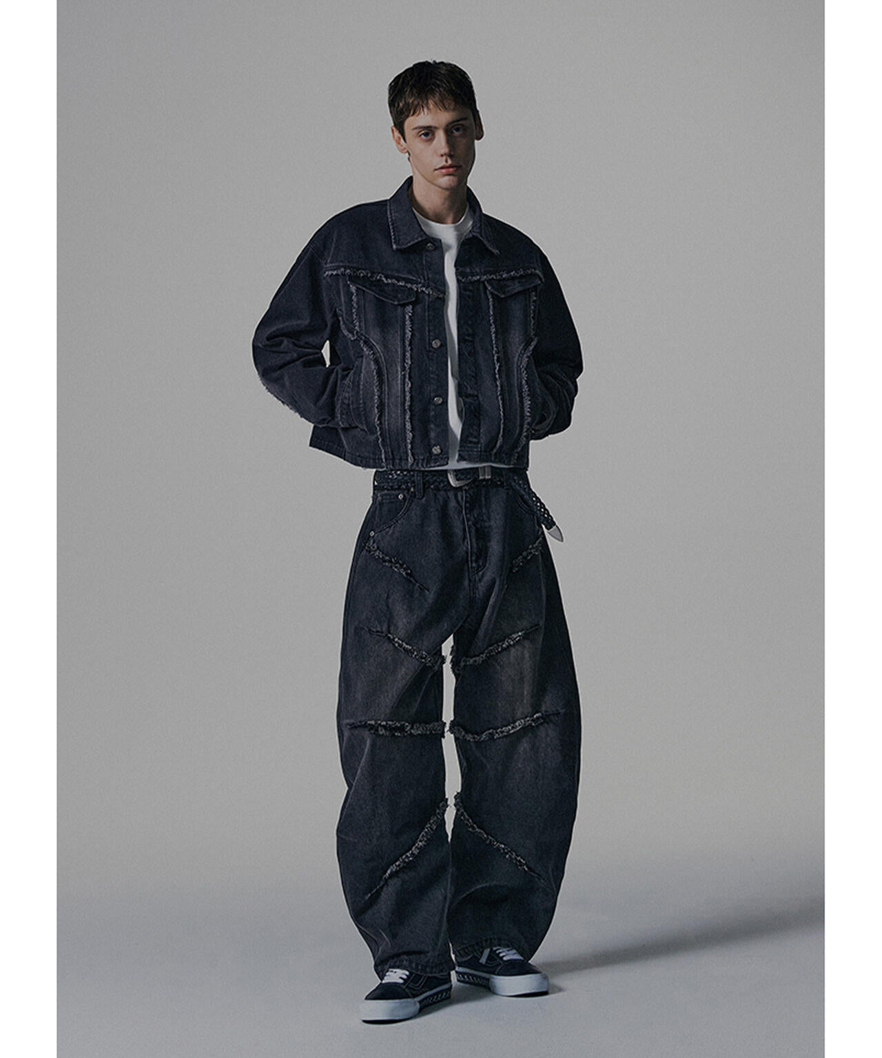 NOT4NERD/ノットフォーナード/CUT OFF CURVED DENIM PANTS