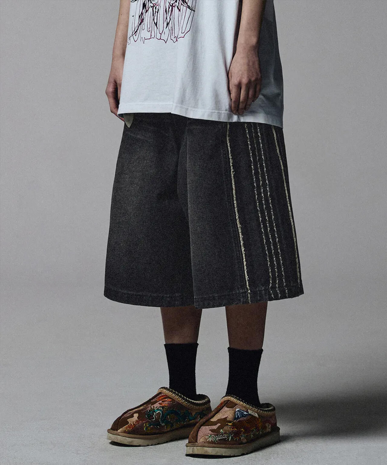 NOT4NERD/ノットフォーナード/THORNS LINE CUT OFF SHORTS