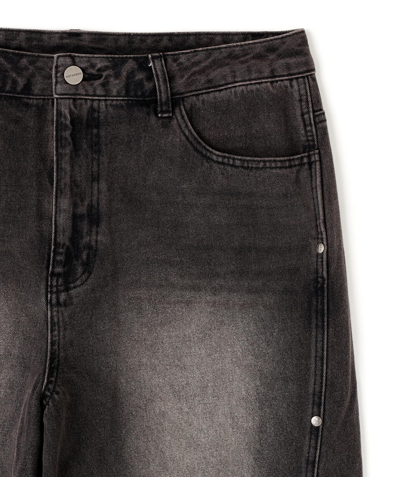 NOT4NERD/ノットフォーナード/STUD INCISION CURVED DENIM PANTS