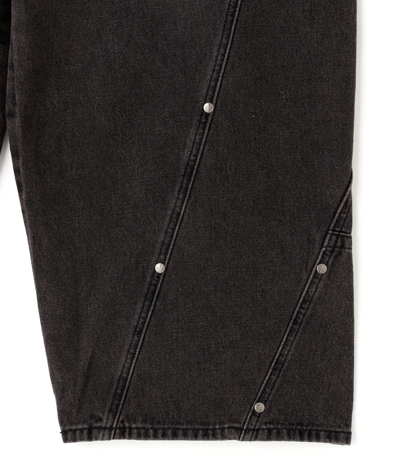NOT4NERD/ノットフォーナード/STUD INCISION CURVED DENIM PANTS