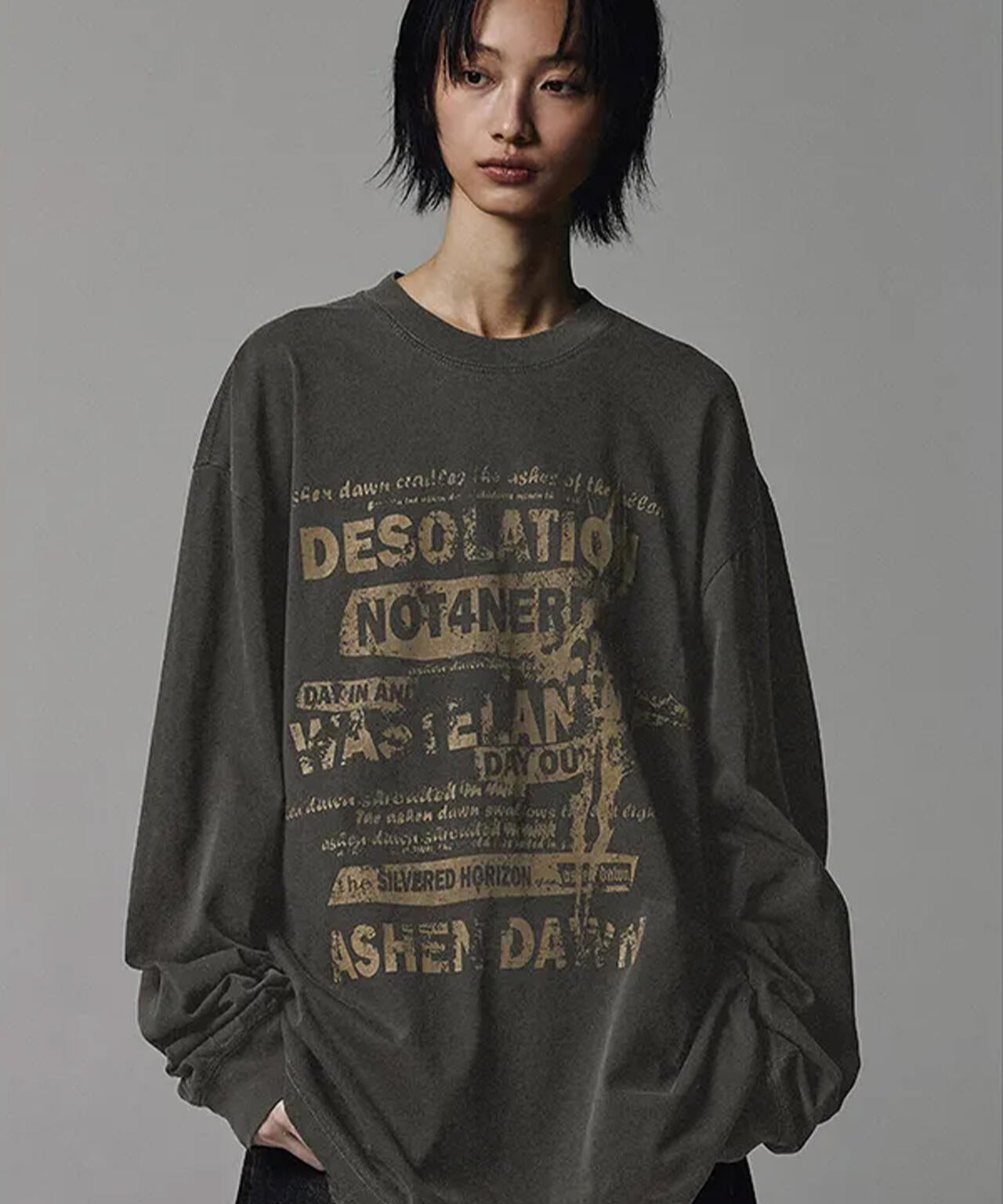 NOT4NERD/ノットフォーナード/POSTER ASHEN DAWN PIGMENT L/S TEE