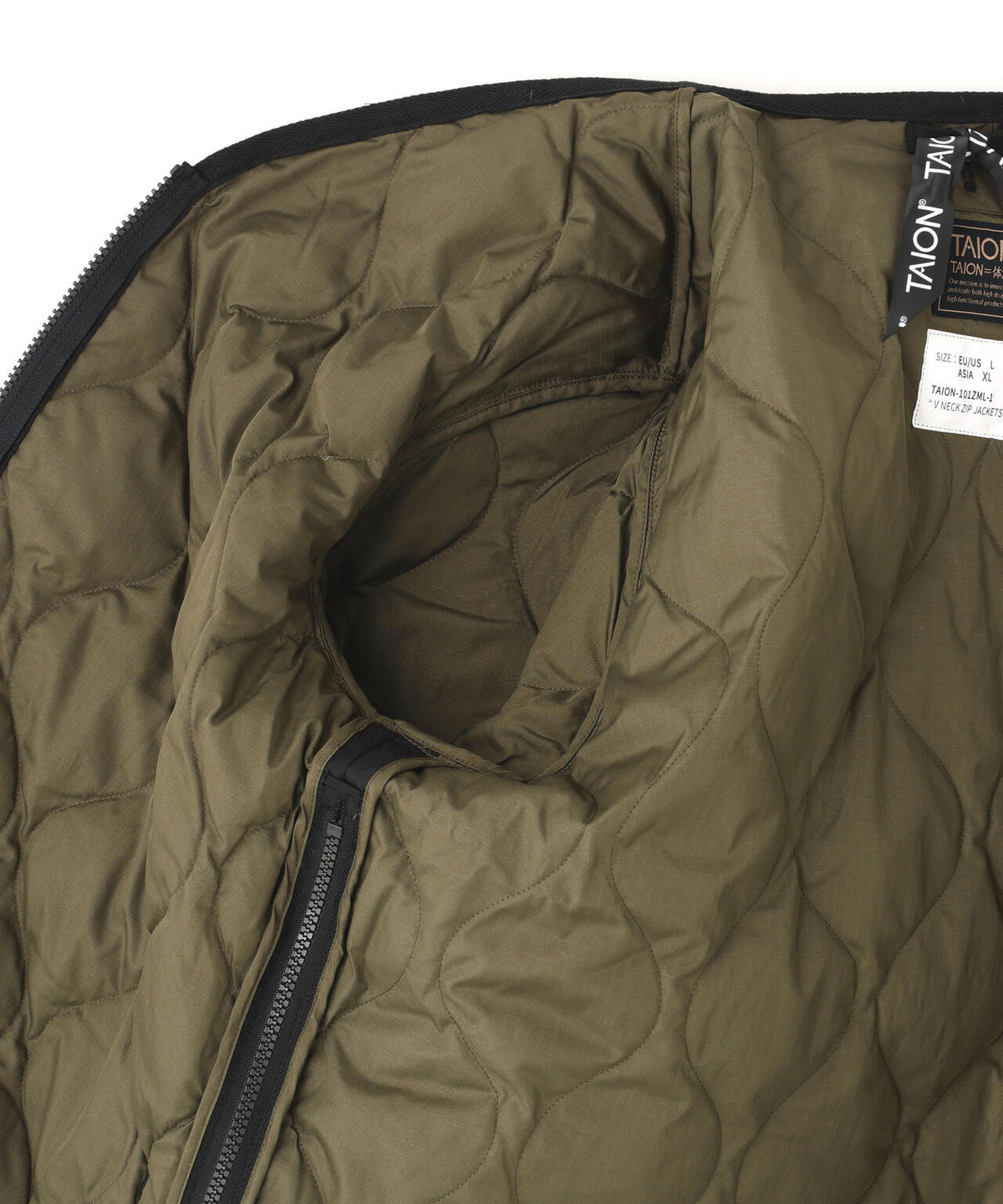 TAION/タイオン/MILITARY W-ZIP V NECK DOWN JACKET【UNISEX】