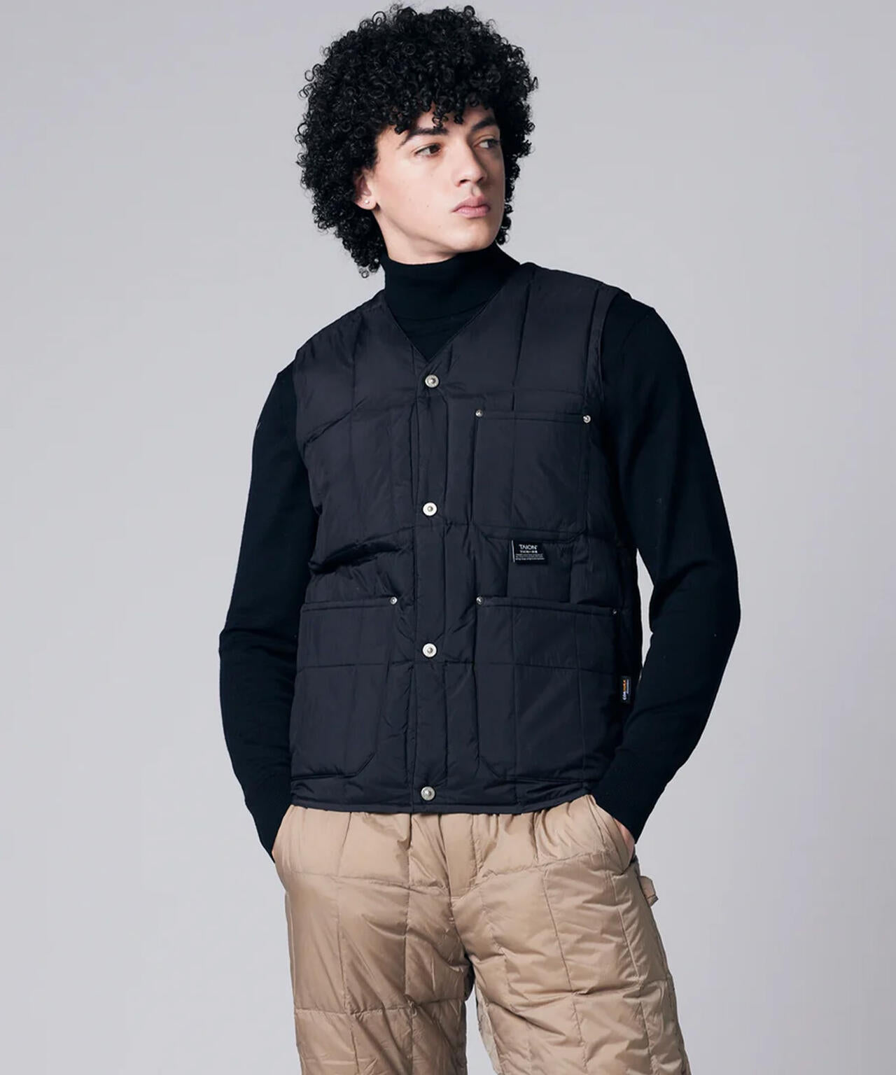 TAION/タイオン/WORK V NECK BUTTON DOWN VEST【UNISEX】