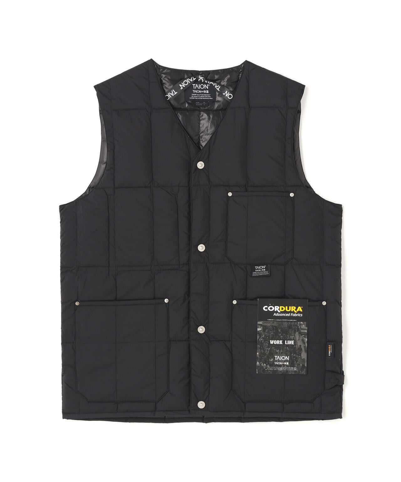 TAION/タイオン/WORK V NECK BUTTON DOWN VEST【UNISEX】