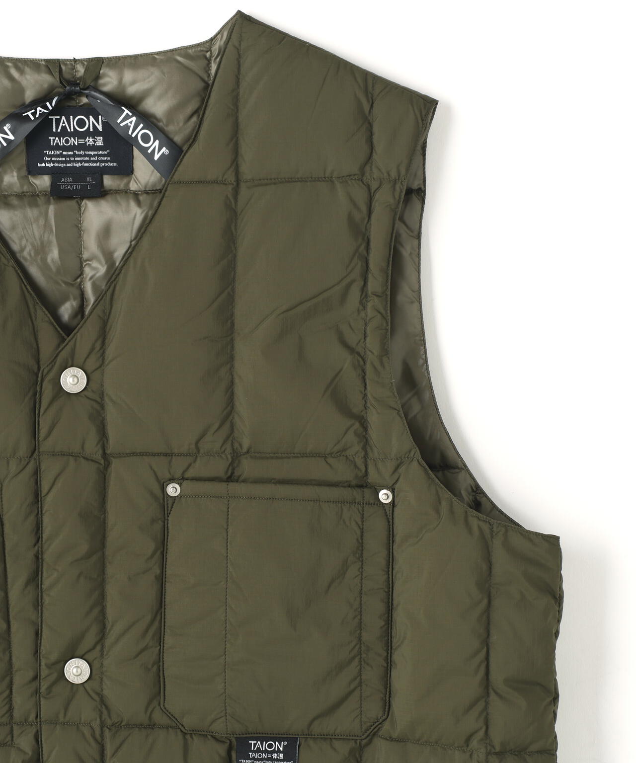 TAION/タイオン/WORK V NECK BUTTON DOWN VEST【UNISEX】