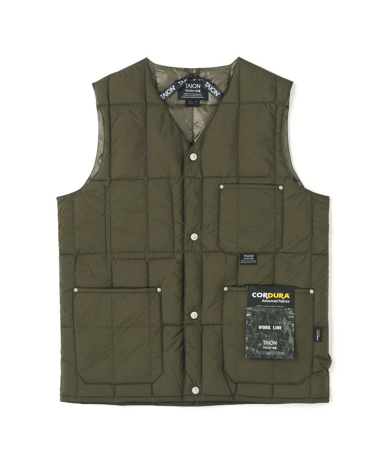 TAION/タイオン/WORK V NECK BUTTON DOWN VEST【UNISEX】
