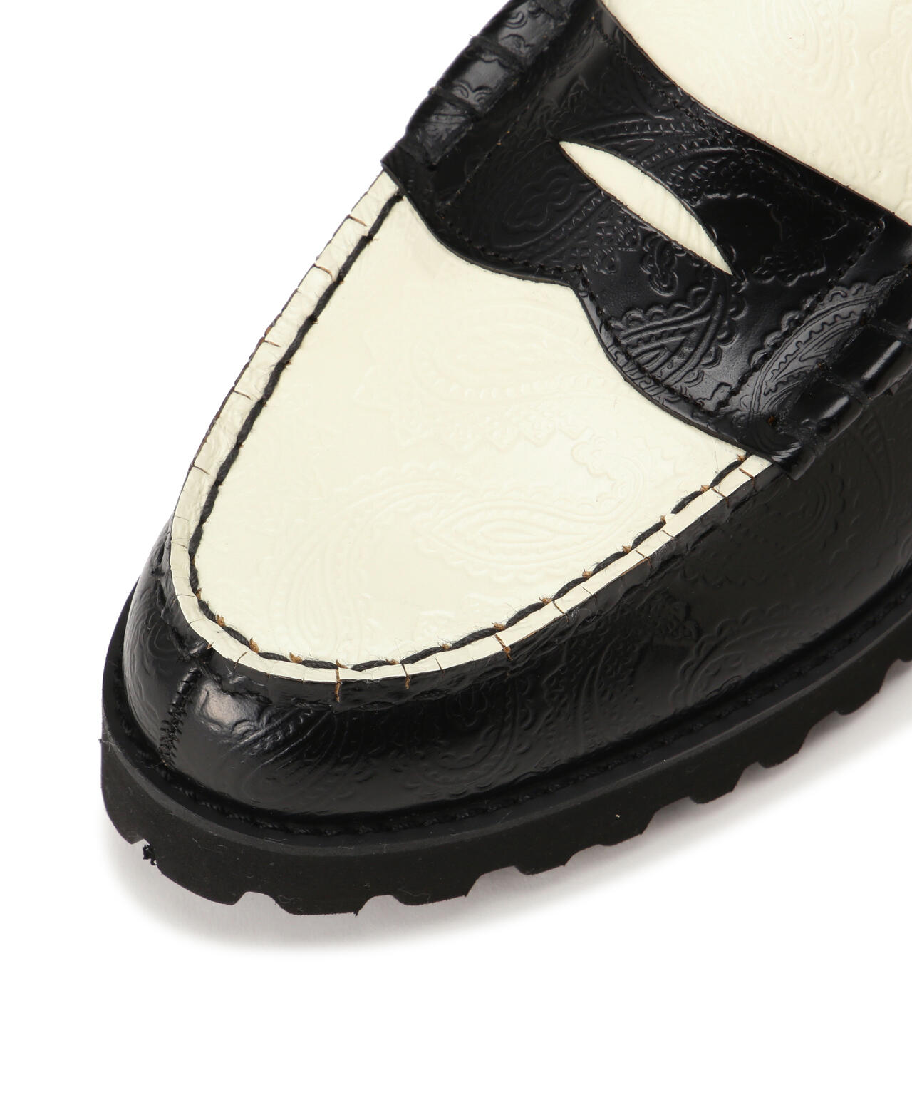 The Kenford Fineshoes/PAISLEY TANK SOLE LOAFERS BLACK×WHITE