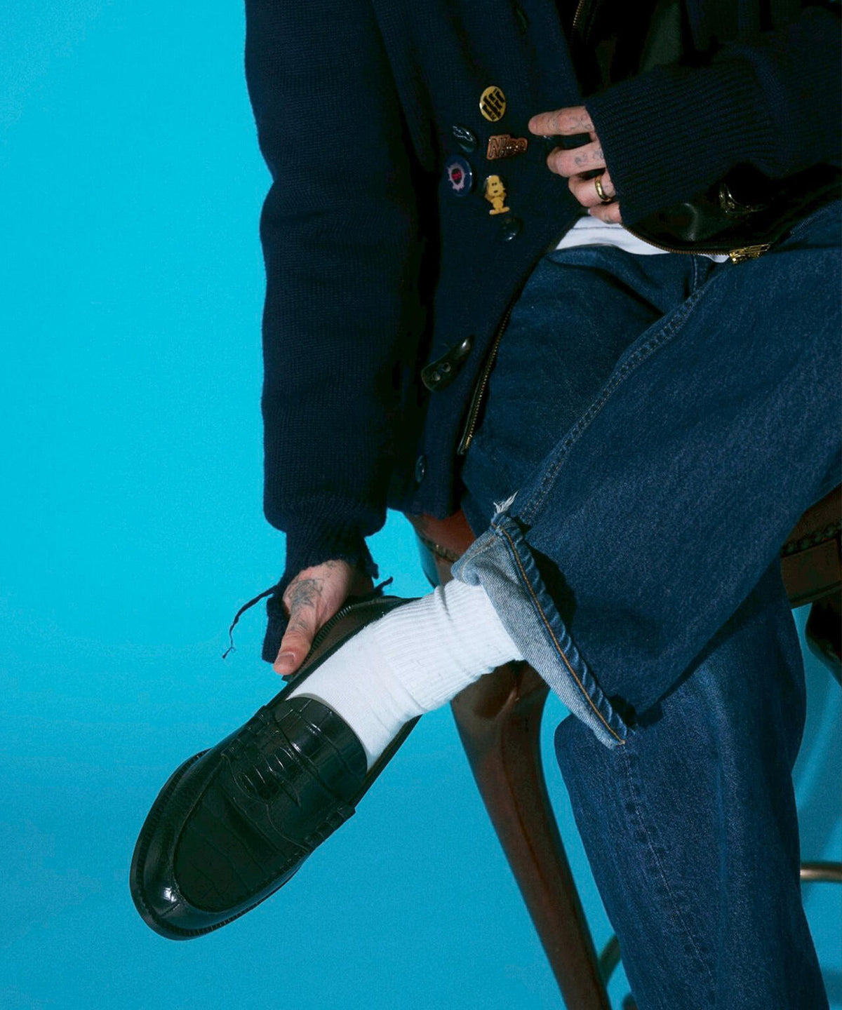 The Kenford Fineshoes/EMBOSSED LOAFERS BLACK CROCODILE COMBI