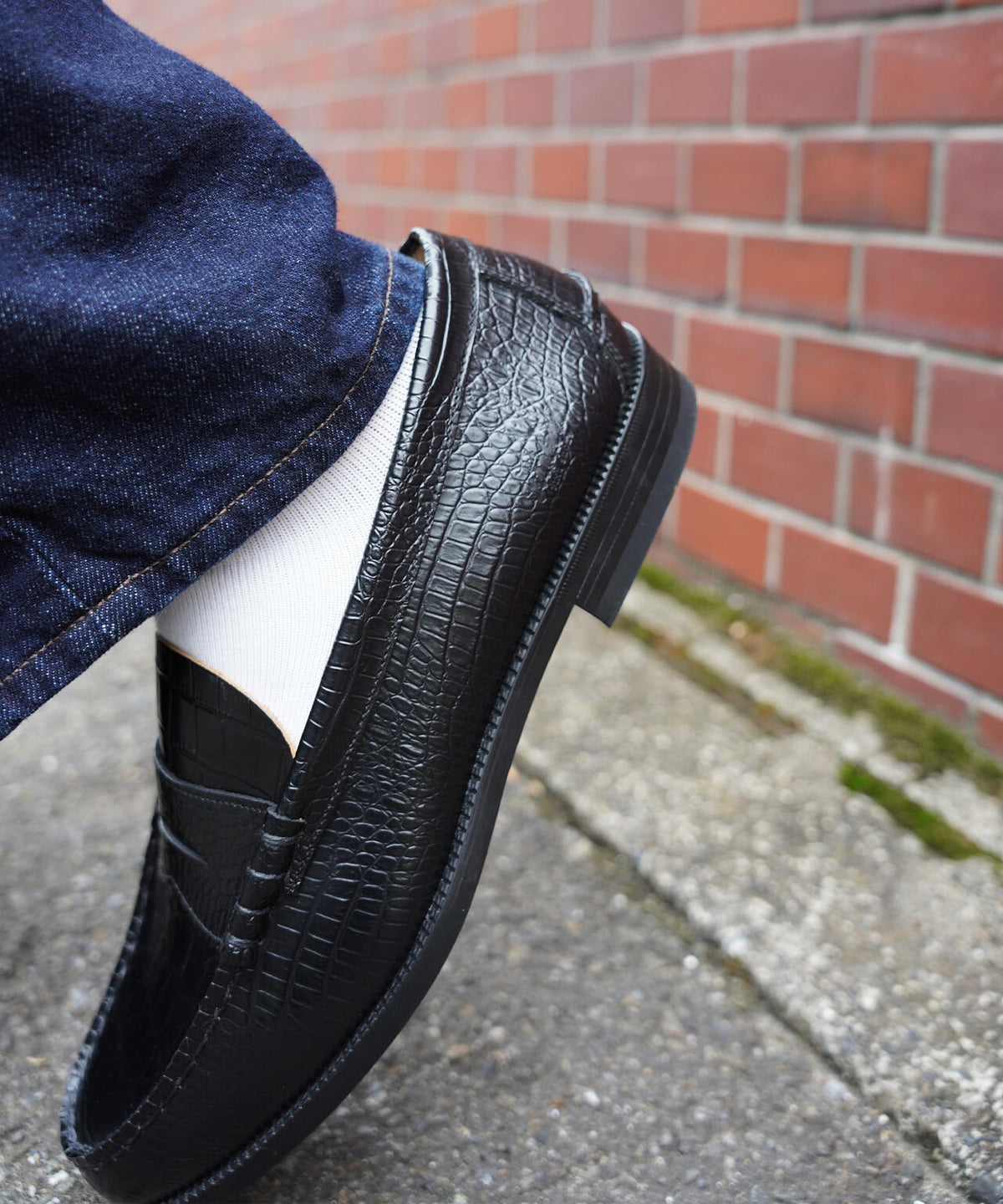 The Kenford Fineshoes/EMBOSSED LOAFERS BLACK CROCODILE COMBI