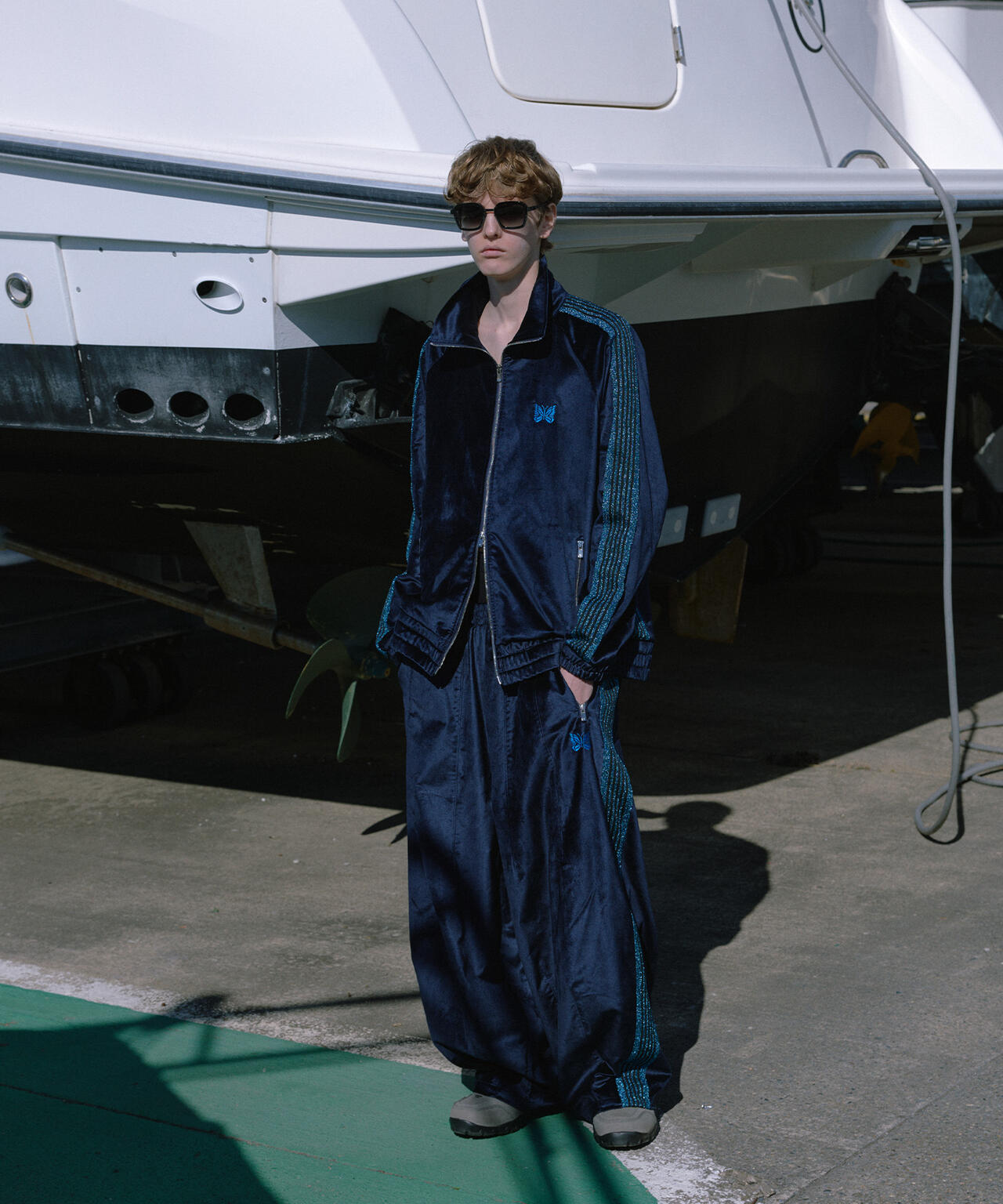 NEEDLES/ニードルズ/【LHP EXCLUSIVE】H.D.TRACK PANT - C/PE VELOUR(NAVY)