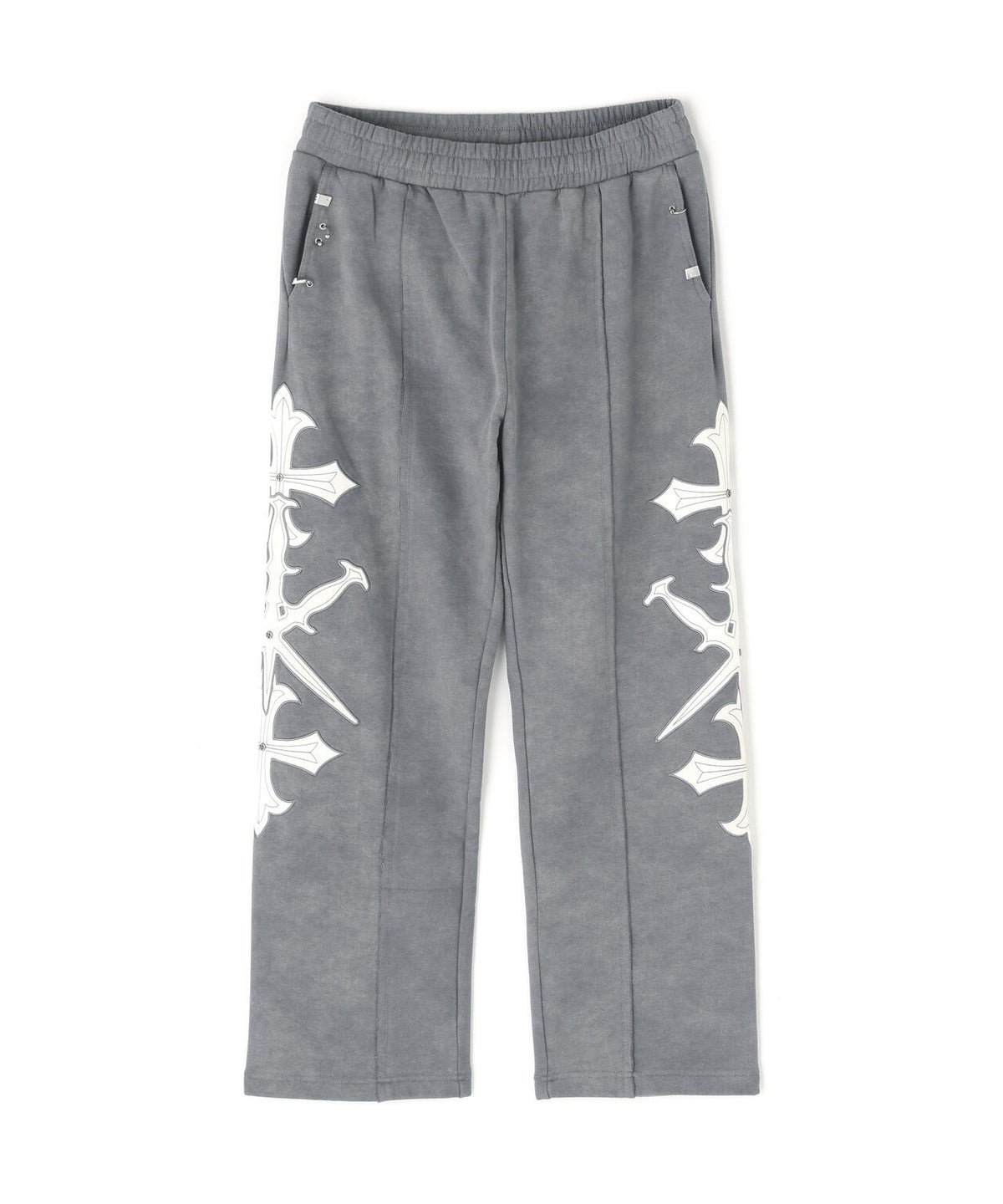UNKNOWNLONDON/アンノウンロンドン/Dagger Cross Leather Patch Baggy Jogger Patns