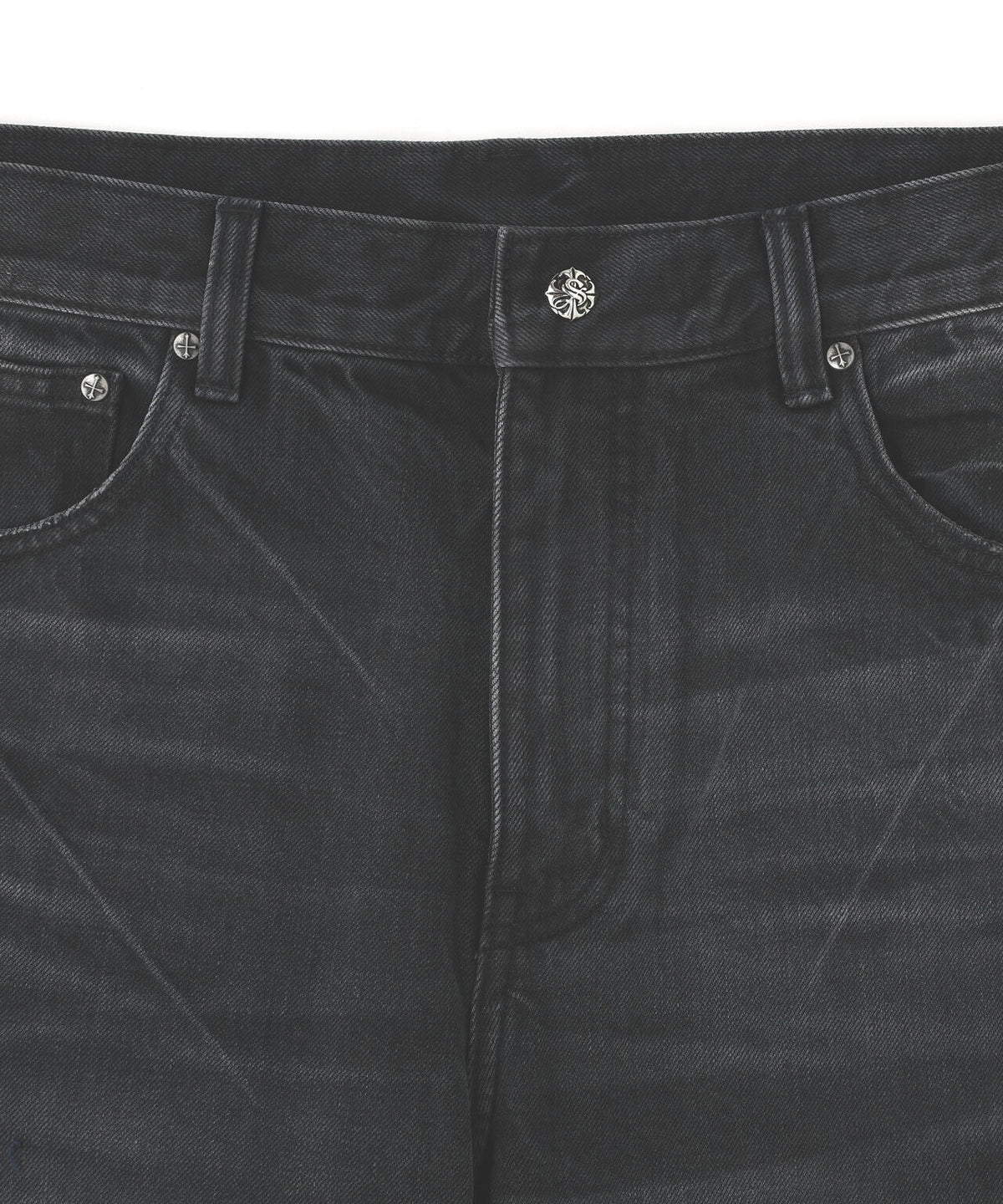 SUPPLIER/サプライヤー/Multiple Cross Leather Patch Baggy Denim