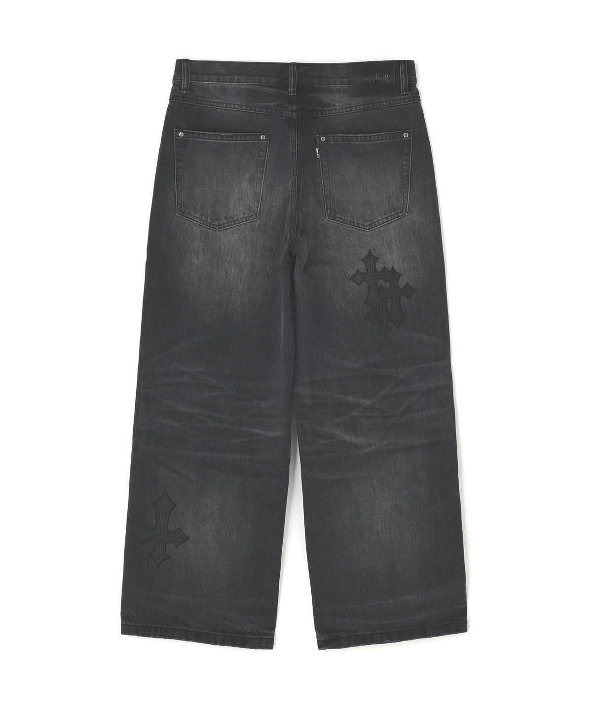 SUPPLIER/サプライヤー/Multiple Cross Leather Patch Baggy Denim