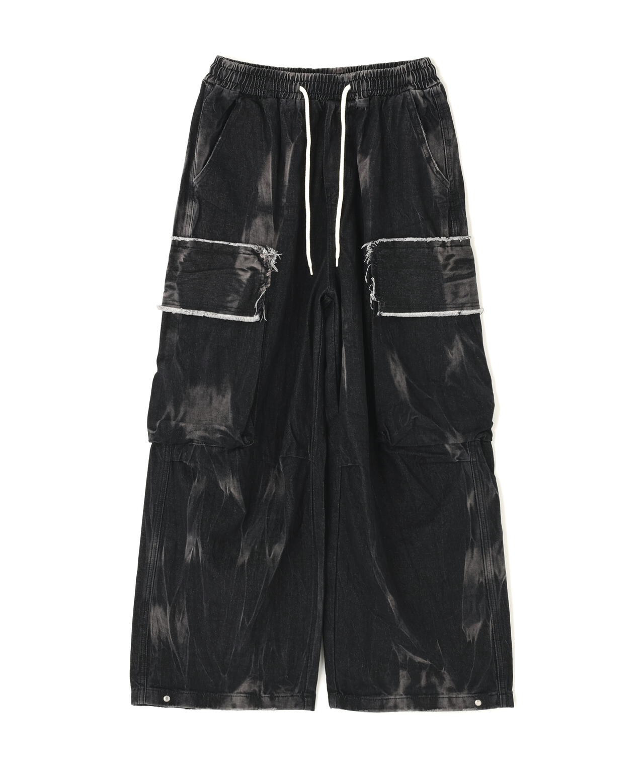 【エスパン】 黒トップス ssstein / シュタイン】SILK NEP CLOTH EASY WIDE TROUSERS - BLACK