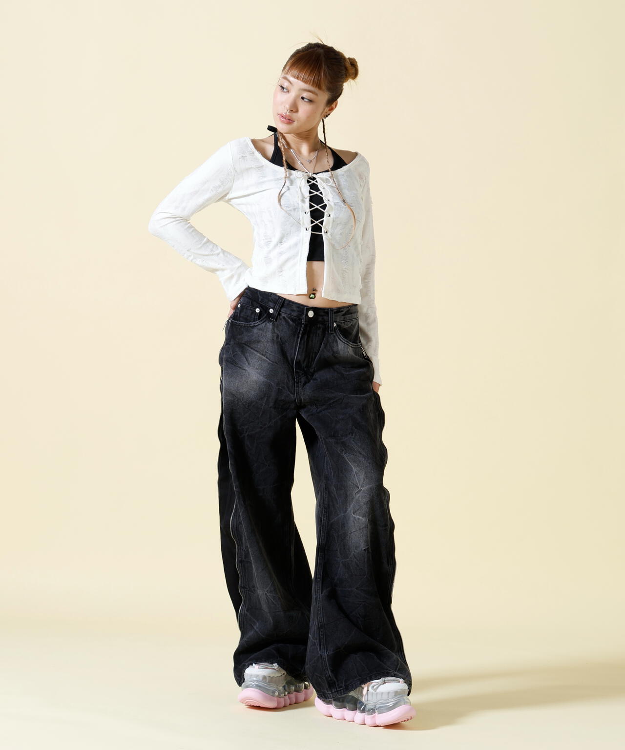 SIS/エスアイエス/Side Zip Denim Pants