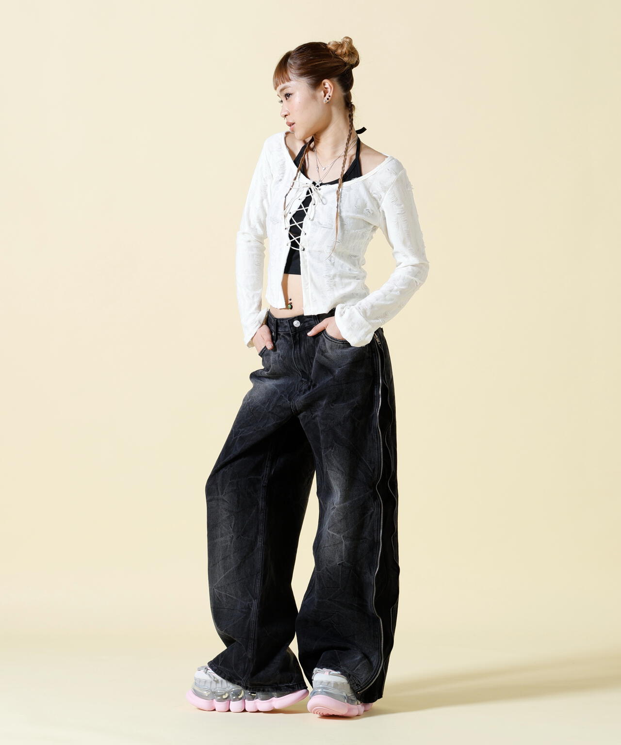 SIS/エスアイエス/Side Zip Denim Pants