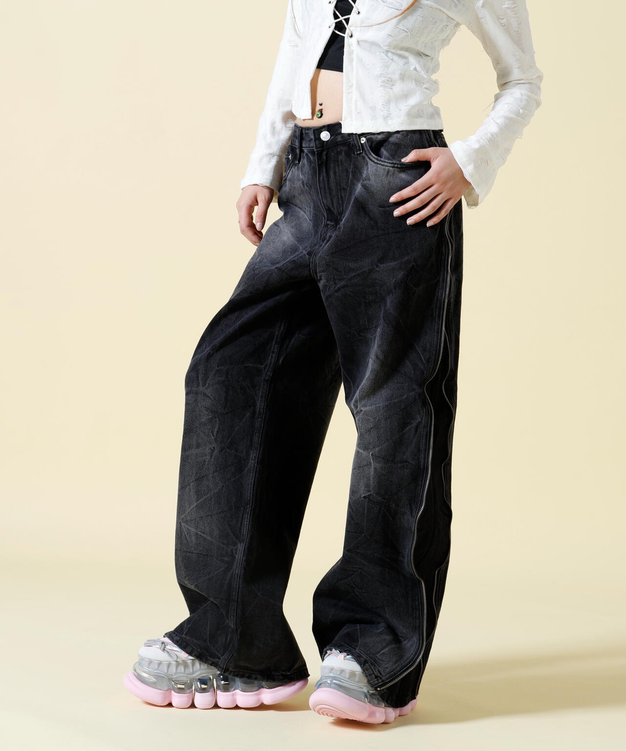 SIS/エスアイエス/Side Zip Denim Pants