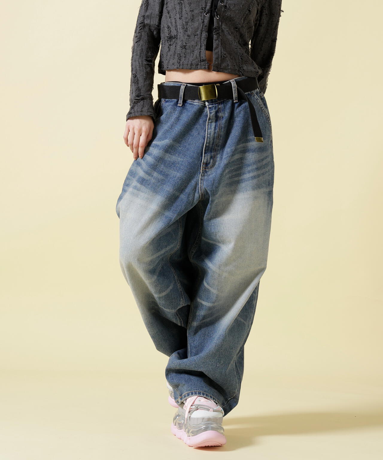 SIS/エスアイエス/Washed Denim Wide Pants Blue