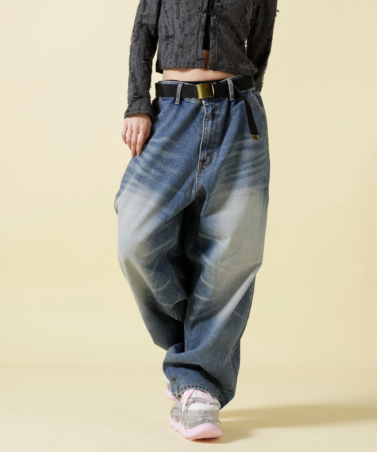 SIS/エスアイエス/Washed Denim Wide Pants Blue