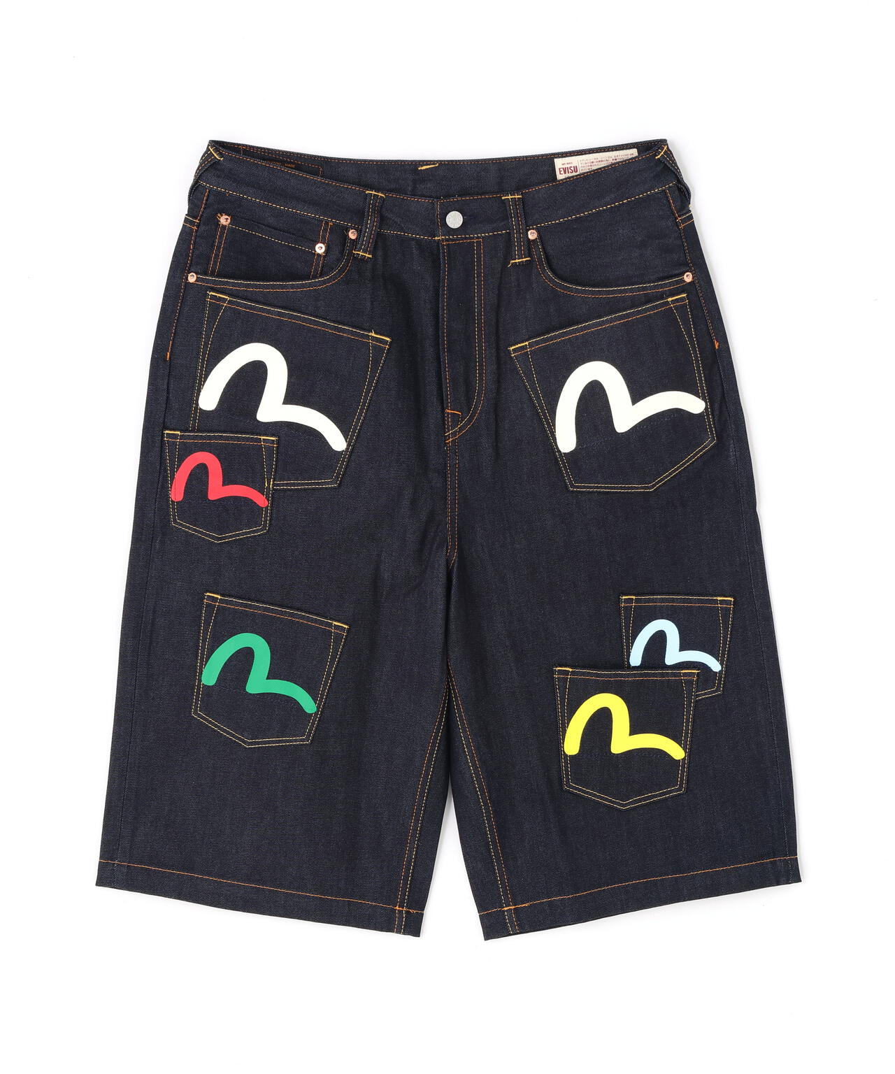 EVISU/エヴィス/Seagull Print and Multi-Pocket Fashion Fit Denim Shorts