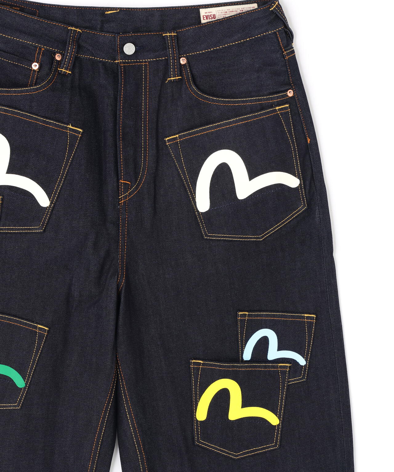 EVISU/エヴィス/Seagull Print and Multi-Pocket Fashion Fit Denim Shorts