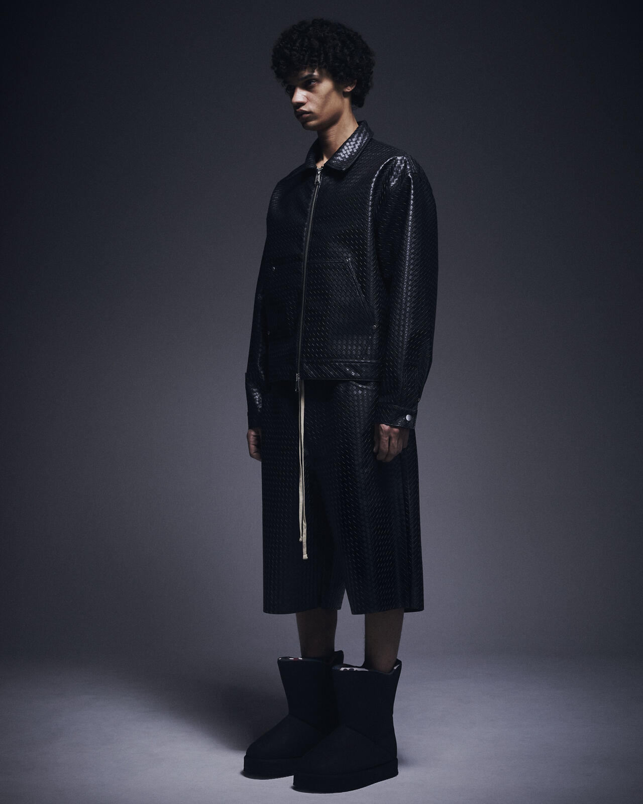 DankeSchon/ダンケシェーン/WOVEN FAUX LEATHER SHORTS