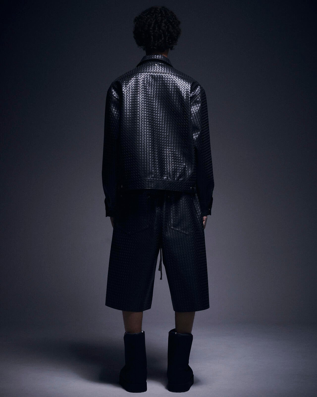 DankeSchon/ダンケシェーン/WOVEN FAUX LEATHER SHORTS