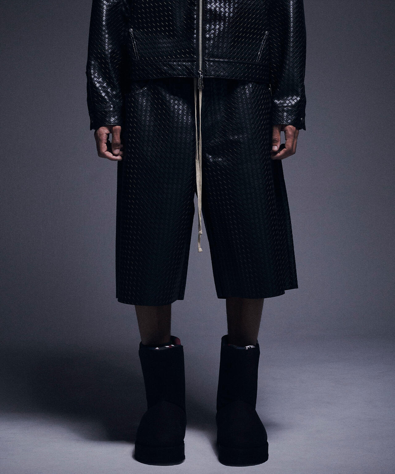 DankeSchon/ダンケシェーン/WOVEN FAUX LEATHER SHORTS