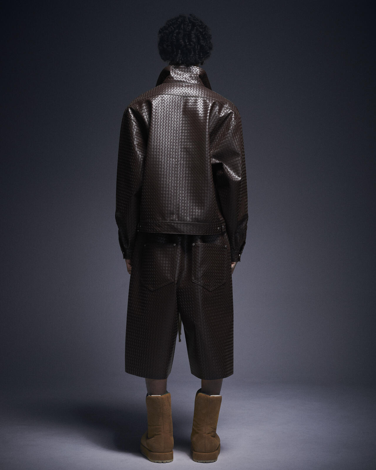 DankeSchon/ダンケシェーン/WOVEN FAUX LEATHER SHORTS