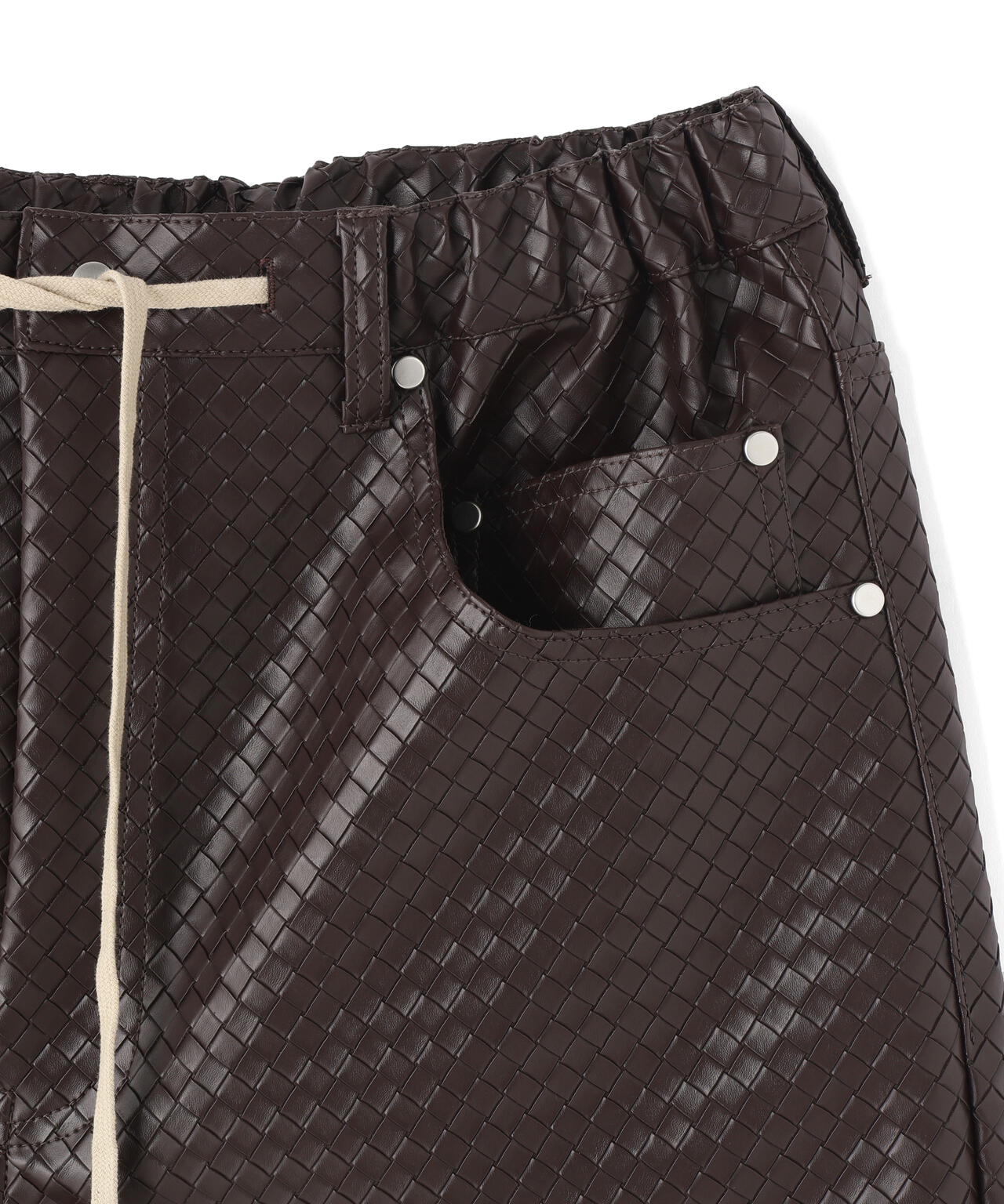 DankeSchon/ダンケシェーン/WOVEN FAUX LEATHER SHORTS