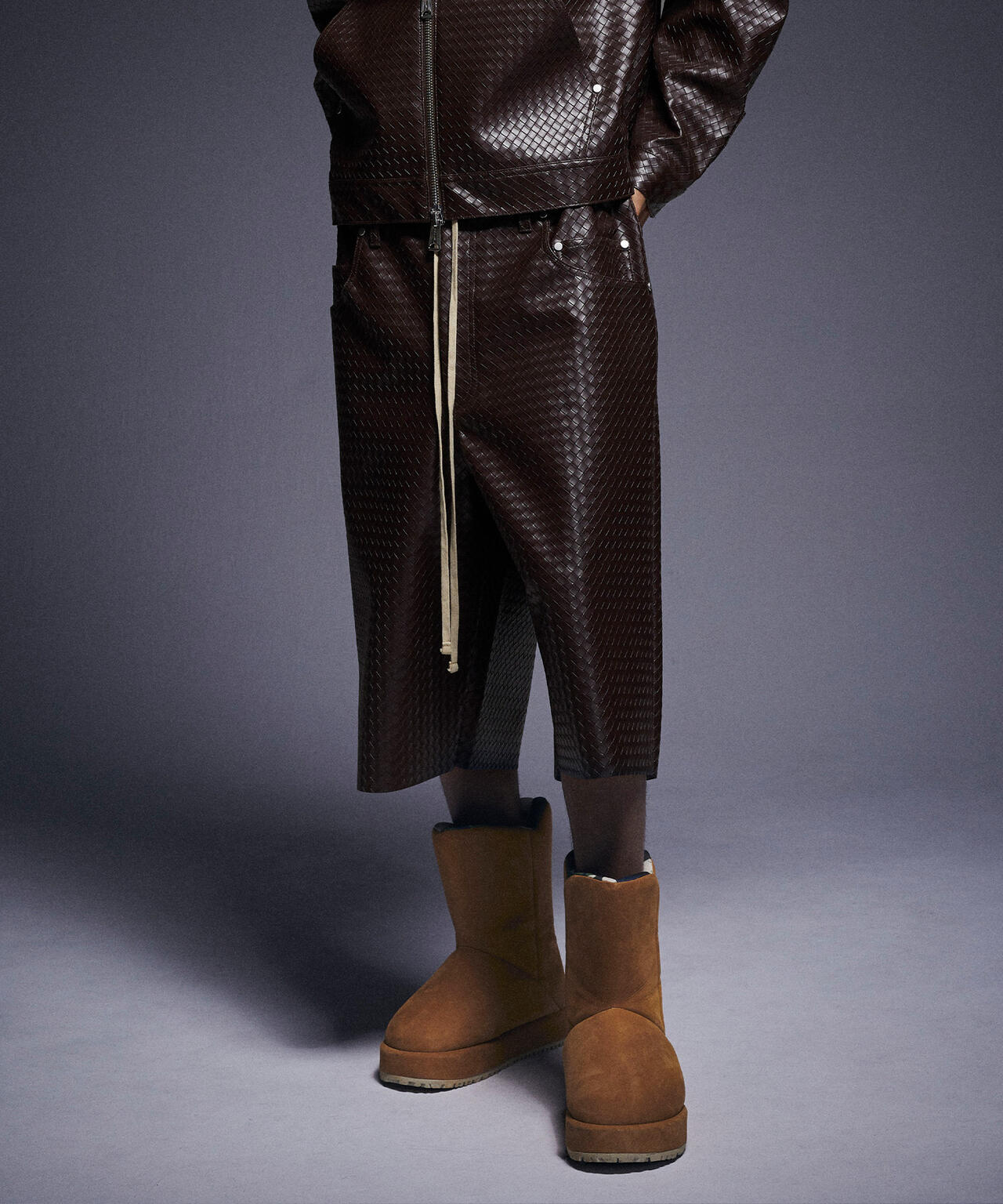 DankeSchon/ダンケシェーン/WOVEN FAUX LEATHER SHORTS