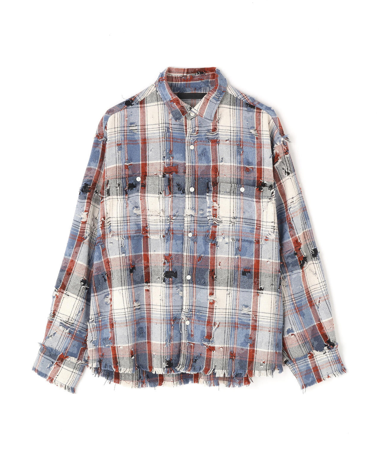 DankeSchon/ダンケシェーン/DAMAGE CAMO CHECK L/S SHIRTS