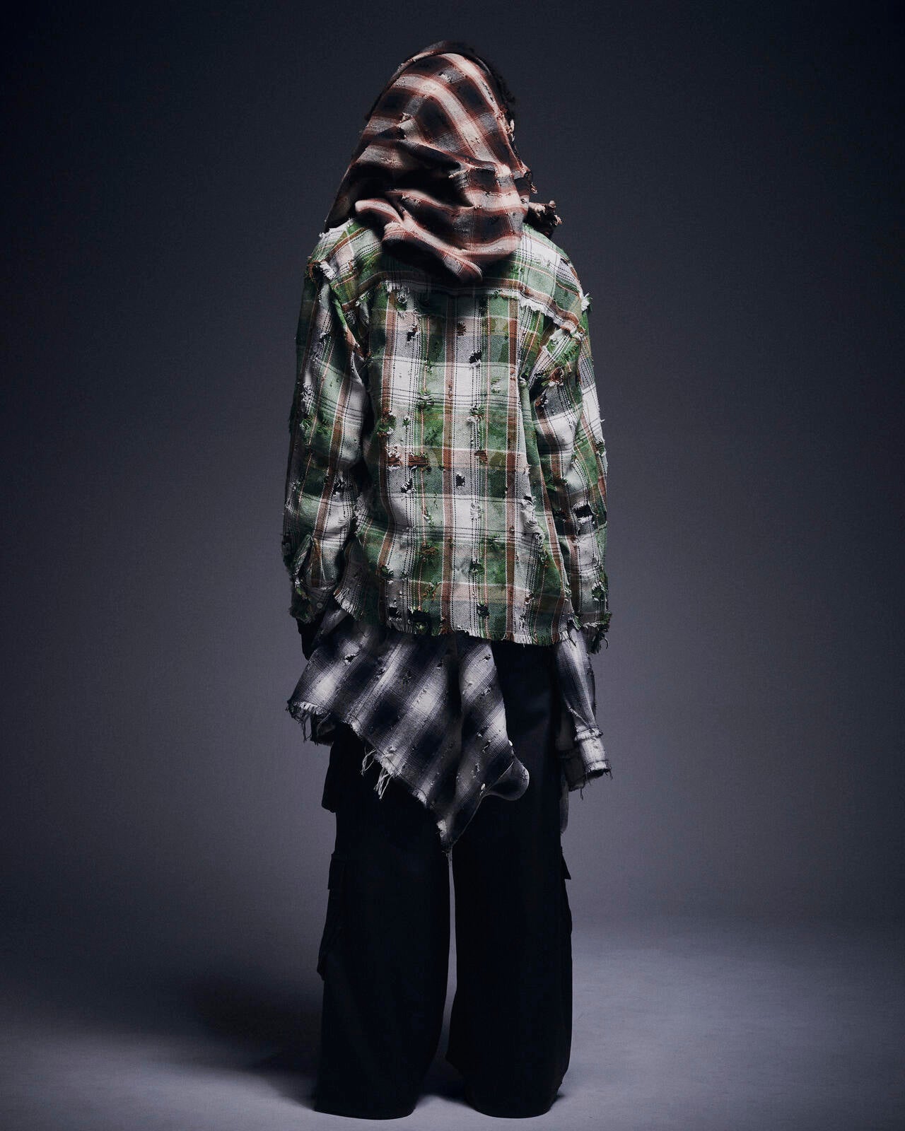 DankeSchon/ダンケシェーン/DAMAGE CAMO CHECK L/S SHIRTS