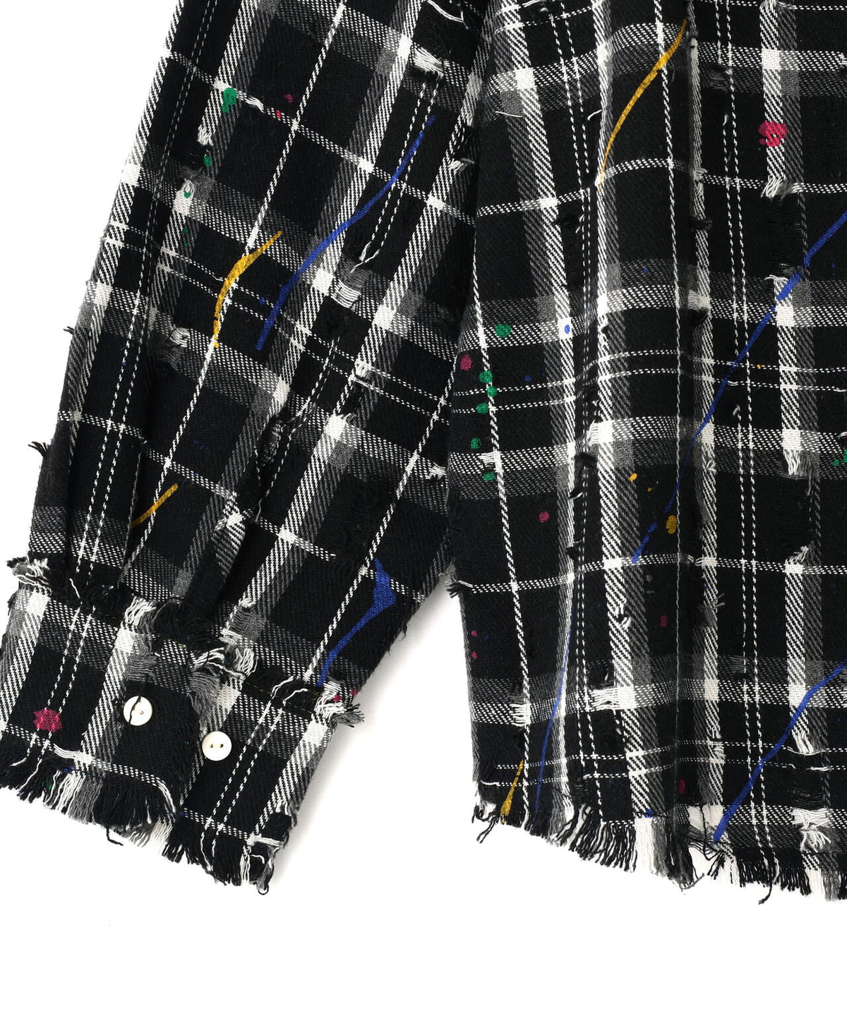DankeSchon/ダンケシェーン/DAMAGE PAINT CHECK L/S SHIRTS