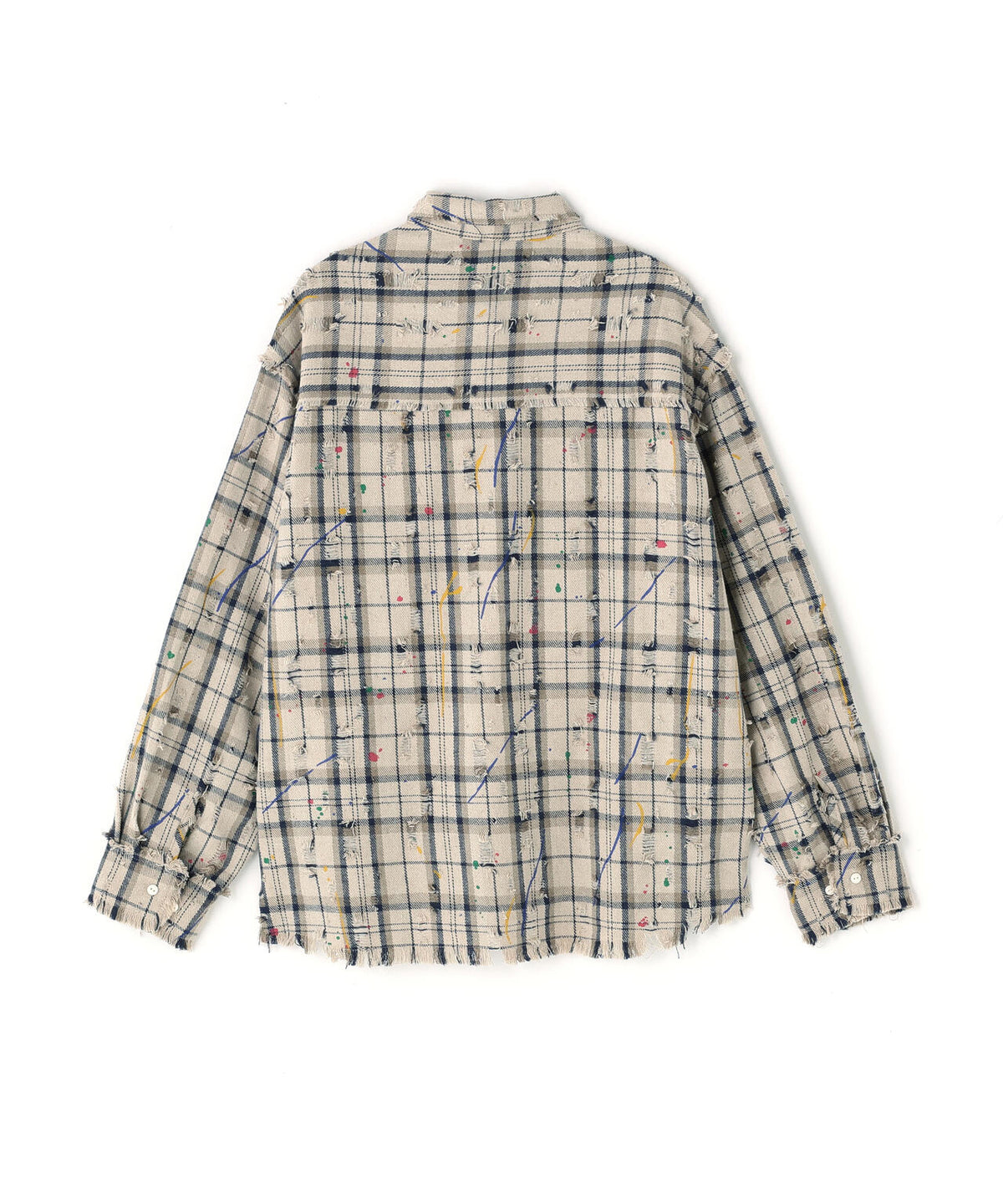 DankeSchon/ダンケシェーン/DAMAGE PAINT CHECK L/S SHIRTS