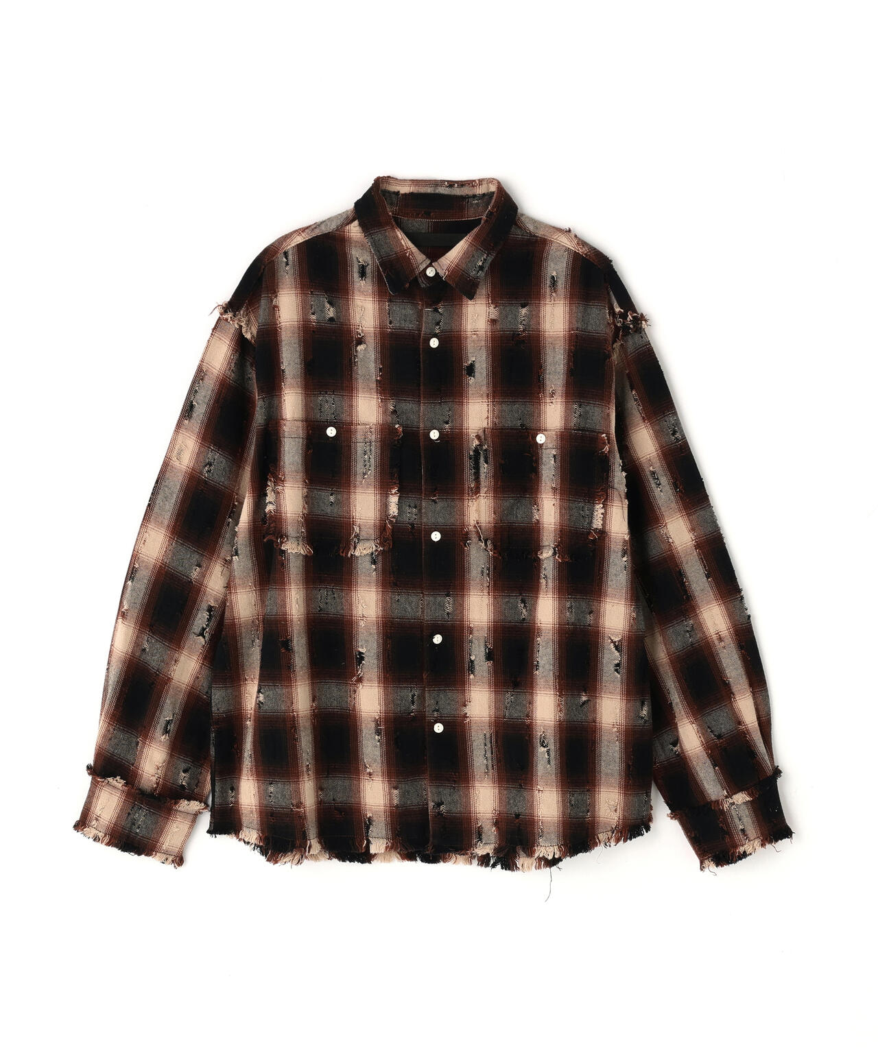 DankeSchon/ダンケシェーン/DAMAGE OMBRE CHECK L/S SHIRTS