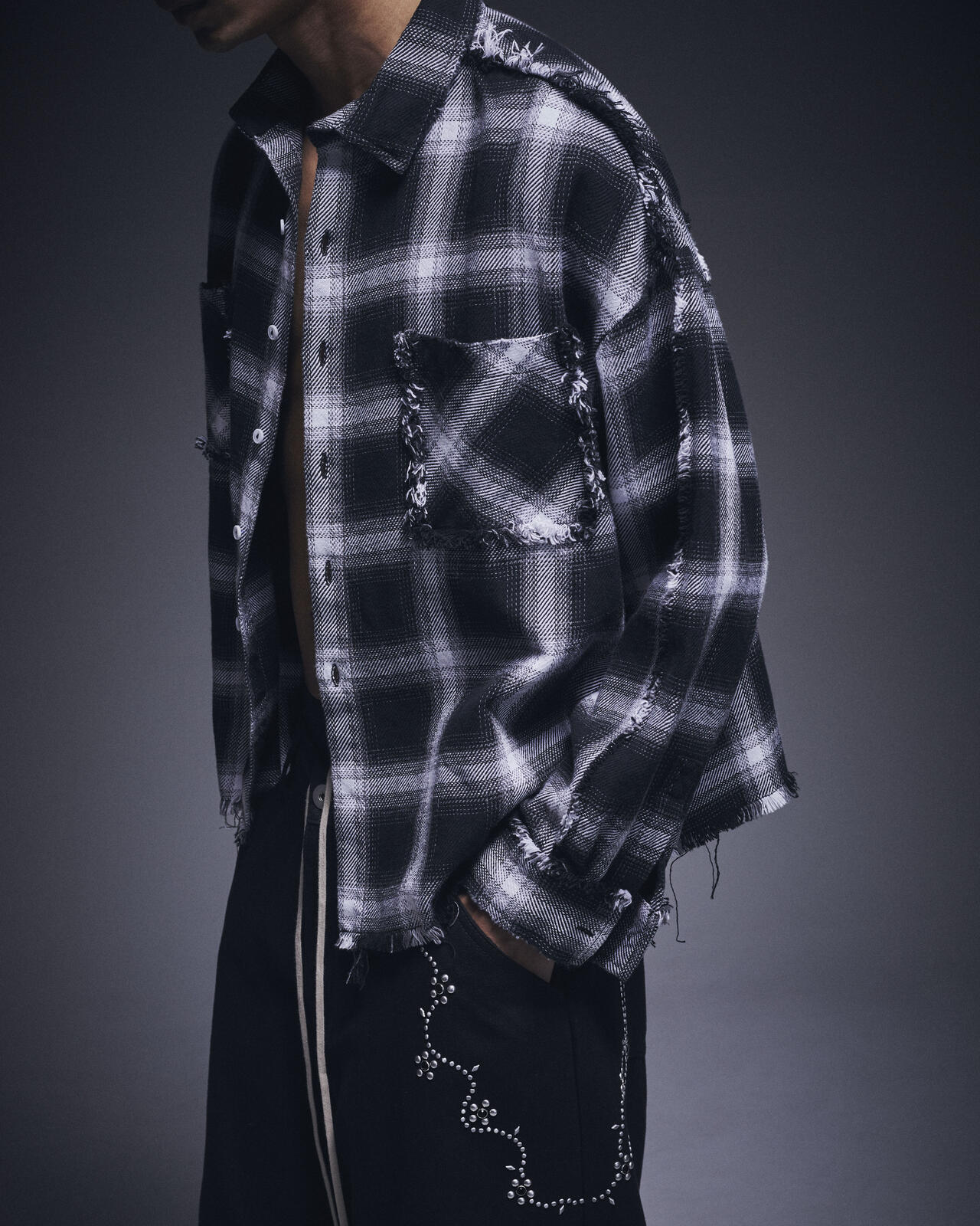 DankeSchon/ダンケシェーン/FLANNEL DAMAGE SHIRTS OMBRE