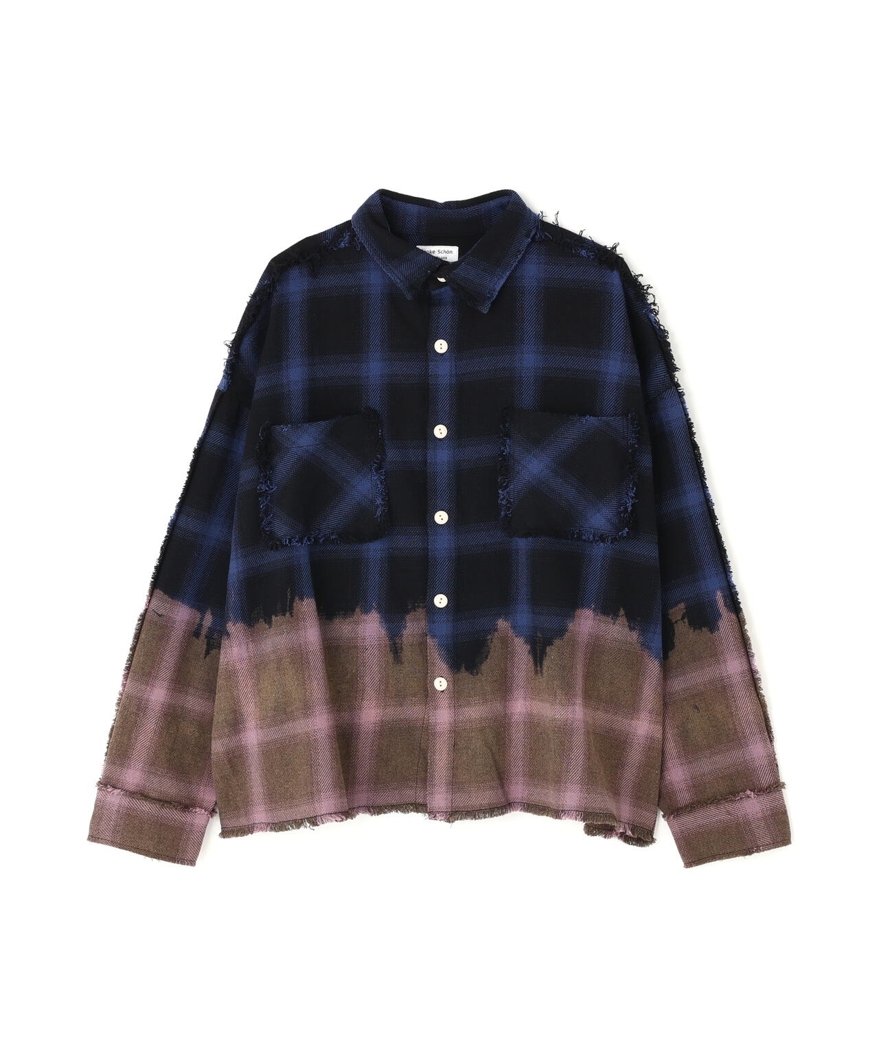 DankeSchon/ダンケシェーン/FLANNEL DAMAGE OMBRE BLEACH CHECK SHIRTS