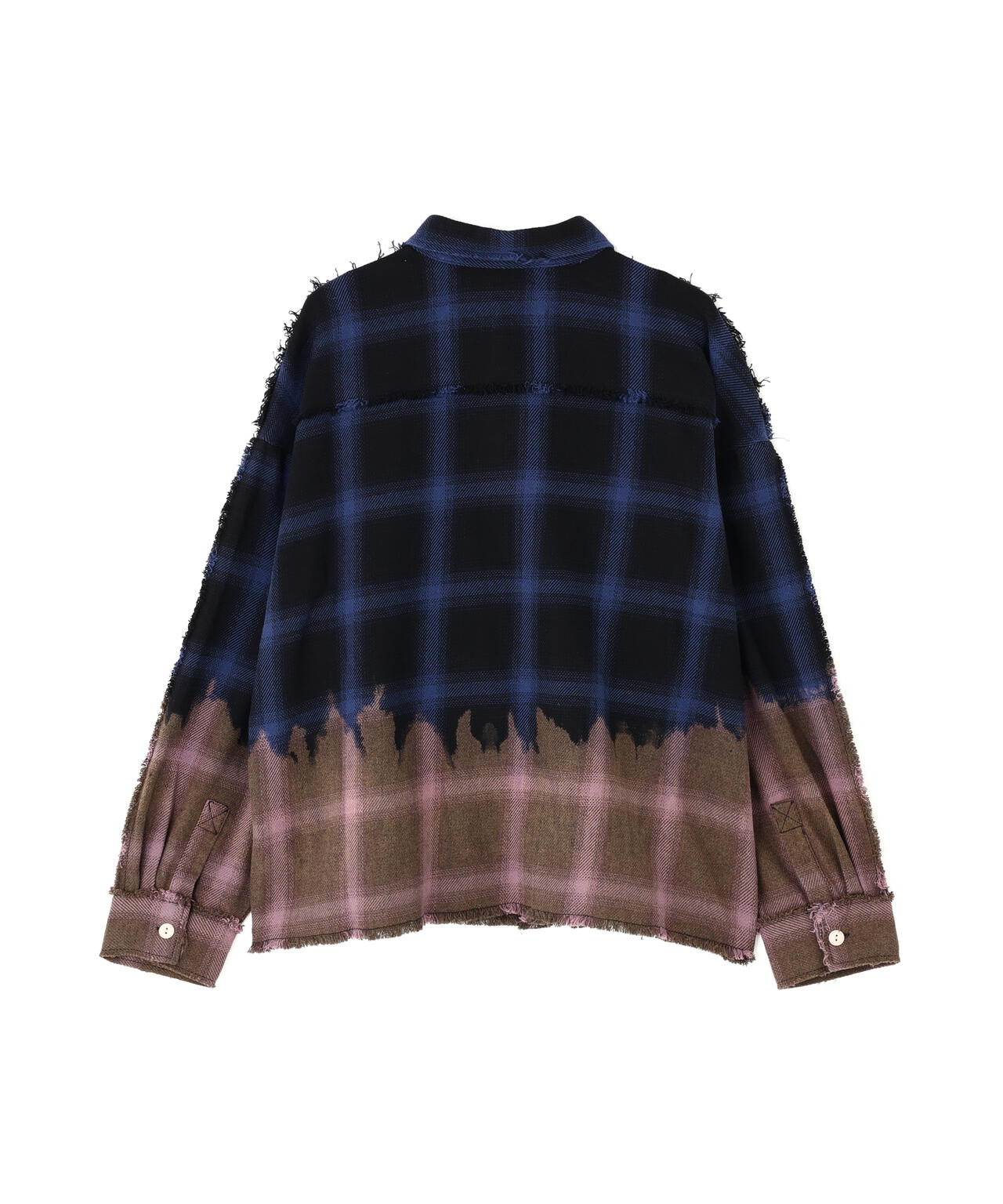DankeSchon/ダンケシェーン/FLANNEL DAMAGE OMBRE BLEACH CHECK SHIRTS