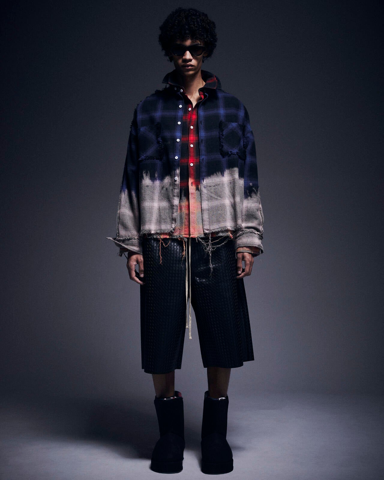 DankeSchon/ダンケシェーン/FLANNEL DAMAGE OMBRE BLEACH CHECK SHIRTS
