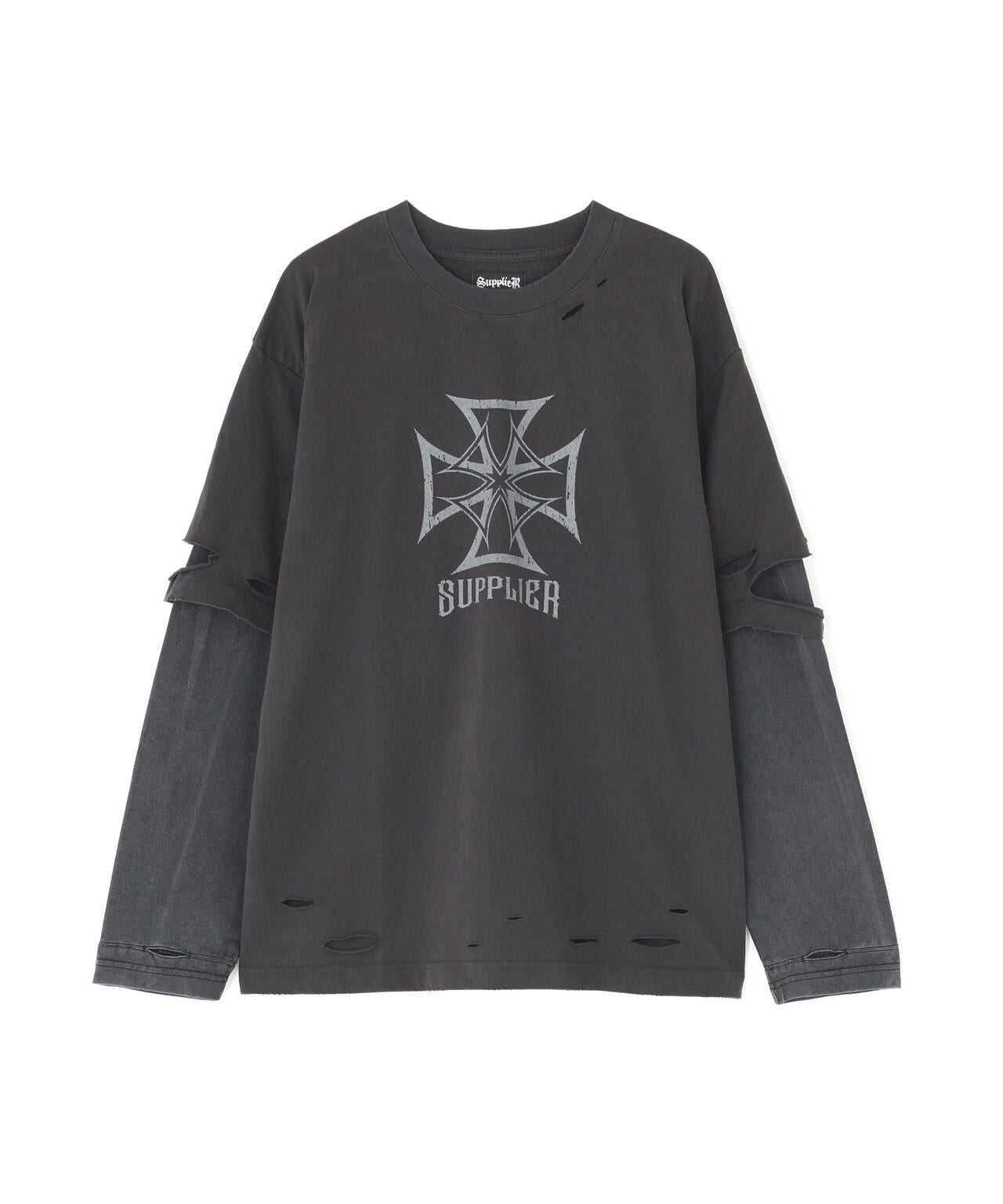 SUPPLIER/サプライヤー/Dusty Iron Cross Layered Long Sleeve Tee