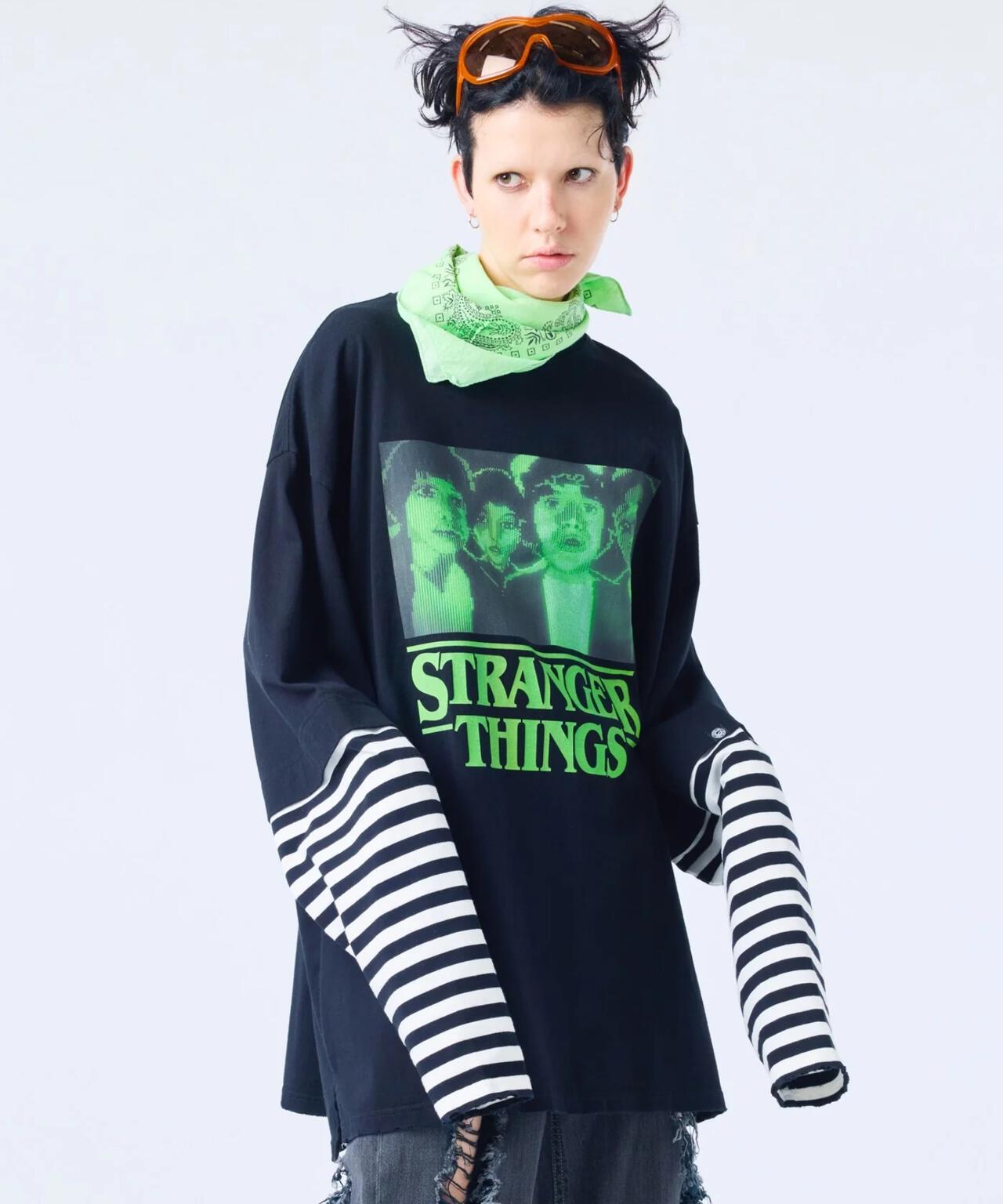 littlesunnybite/× stranger things graphic fake layered long tee