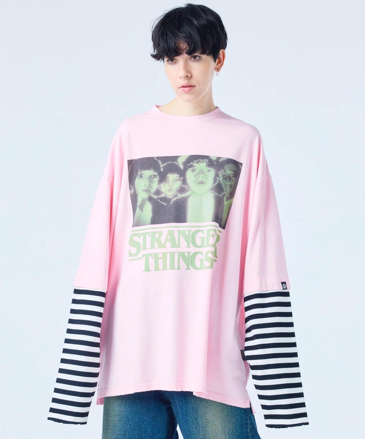 littlesunnybite/× stranger things graphic fake layered long tee