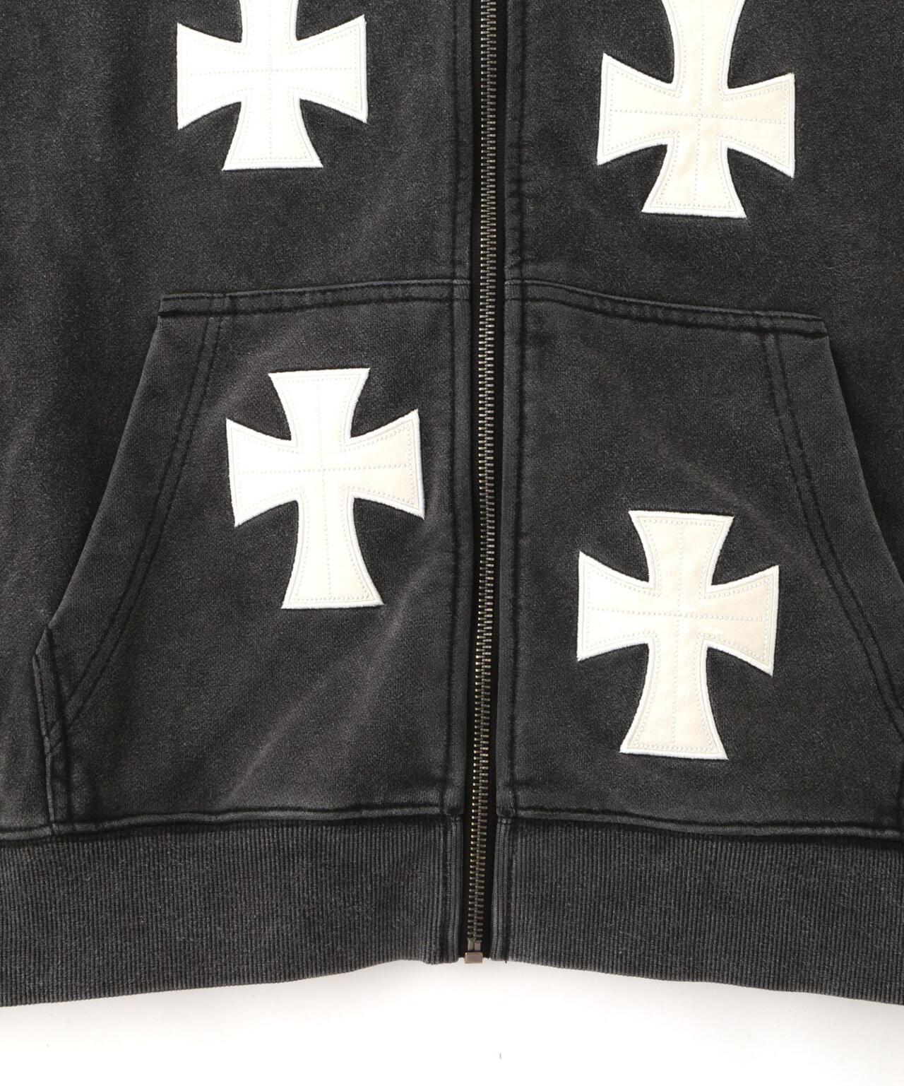 UNKNOWNLONDON/アンノウンロンドン/【LHP EXCLUSIVE】LEATHER CROSS ZIP HOODIE