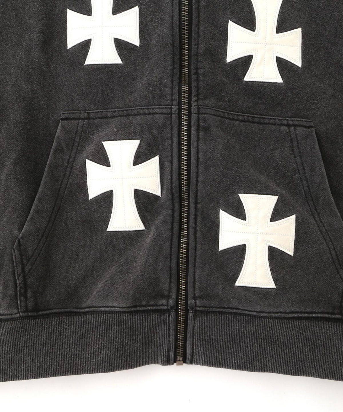 UNKNOWNLONDON/アンノウンロンドン/【LHP EXCLUSIVE】LEATHER CROSS ZIP HOODIE