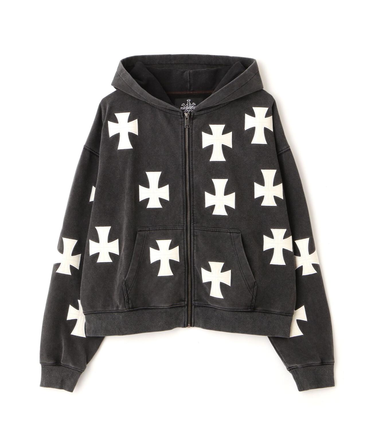 UNKNOWNLONDON/アンノウンロンドン/【LHP EXCLUSIVE】LEATHER CROSS ZIP HOODIE